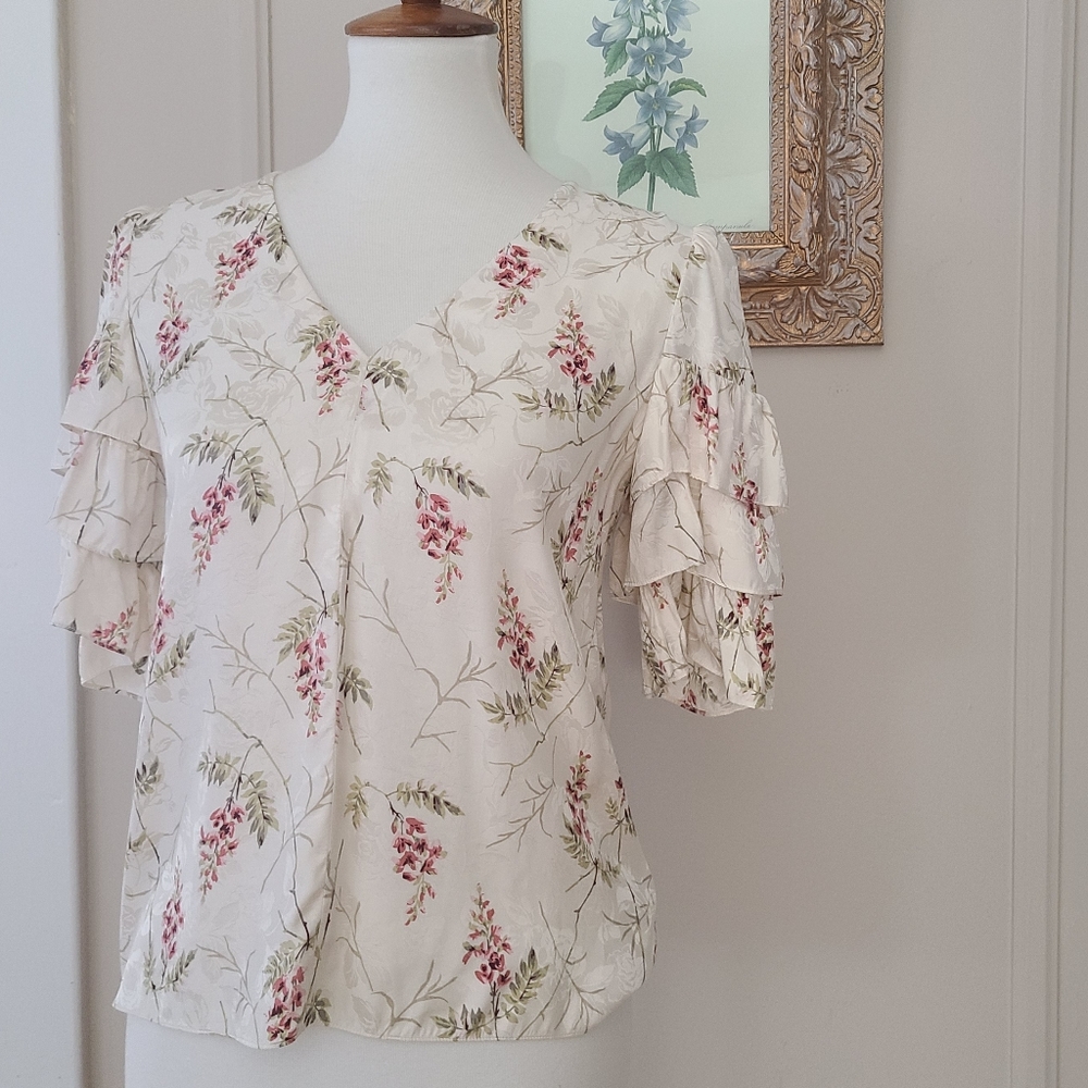 Rebecca Taylor blouse top floral 0